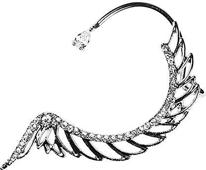 DEARMAMY Orecchini Ear Cuff Donna Argento a Forma di Ala in Lega, Eleganti e Resistenti Design Chic, per Bar e Feste di Compleanno