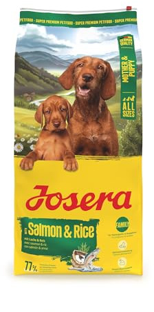 JOSERA Mother & Puppy Saumon & Riz (1 x 12,5 kg) | Croquettes Haut de Gamme pour chiennes gestantes/allaitantes et Chiots | Apport Optimal en énergie et en L-carnitine | sans Gluten | Lot de 1