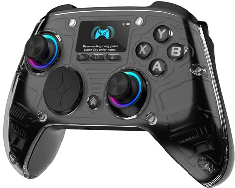 AOC PC Controller — Interactive Screen Wireless Controller Compatible with PC/Switch/Switch 2/iOS/Android, Hall Effect Joystick & Triggers, RGB Lighting, Adjustable Vibration/Turbo, 1000mAh Battery(Black)