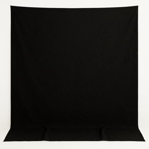 Fotobakgrund svart, vikbar fotografi bakgrund muslin, svart tyg bakgrund för porträttbilder, produktfoto, gruppfoto, filmset konstruktion, varumärkesfotografering. (Svart, 3 × 3 m)