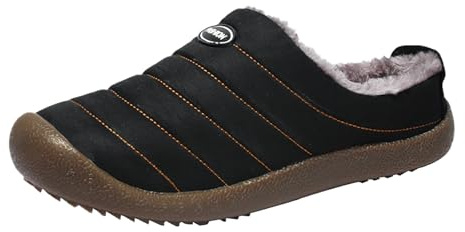 Zapatillas de estar por casa para hombre y mujer, mullidas, ligeras, suaves, de invierno, ligeras, forradas, cálidas, cómodas, Negro , 45 EU