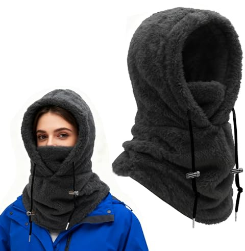 VGMANNTA Cagoule Femme Hiver Polaire Coupe-Vent Respirant Thermique Cagoule Moto Homme Femme Chapeau en Polaire avec Cache-Cou pour Sports de Plein Air Cyclisme Randonnée Course sous/sur Casque-B