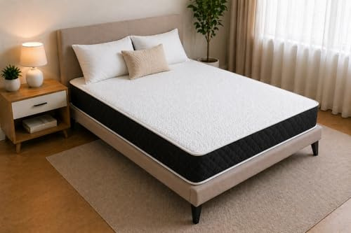 COZY HUB LTD Hybrid Memory Foam Mattress 6.5 Inch Medium Soft | Open Coil Spring Support & Cool Touch Fabric | Breathable Comfort Mattress for Single, Small Double, Double & King Size (4FT6 Double)