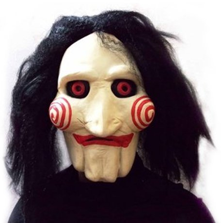 thematys Saw Jigsaw Maske Halloween – Gruselige Vollkopfmaske aus Latex, Horror-Merchandise, Perfekt für Kostümpartys, Filmfans und Sammler, Unisex