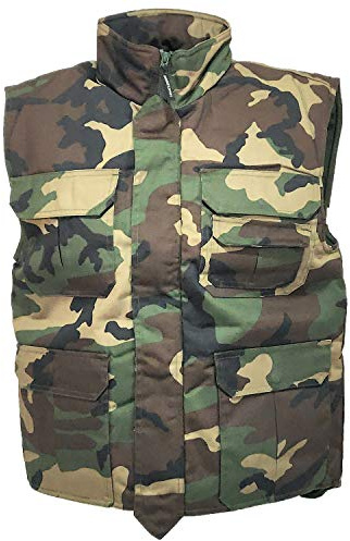 fratelliditalia.org Gilet Imbottito Caccia o Casual in Cotone Uomo Donna Invernale Mimetico o verrde Trapuntato Ampia carniera sul Retro Tasche sul Petto (Mimetico, M)