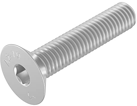 SECCARO Vite a testa svasata M10 x 50 mm, acciaio inox V2A VA A2, DIN 7991 / ISO 10642, esagono incassato, 20 pezzi