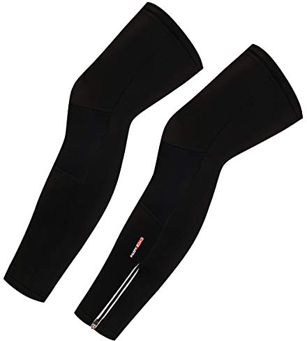 Cycearth Herren-Beinwärmer, Thermo-Fleece, warm, winddicht, für Mountainbikes, Rennrad,Full Schwarz,L