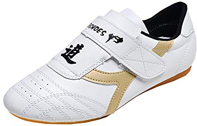 Auhoho Kids Taekwondo Boxing Karate Kung Fu Tai Chi Shoes Lightweight Sneakers Sport Gym Martial Arts Shoes for Boys Girls 5 M US Big Kid,Gold
