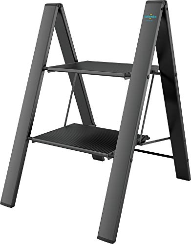 Anodized Aluminium Steps Stool Leonardo 2 Black