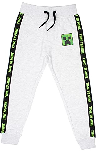 Minecraft - Pantalon de survêtement pour garçons - Pantalon de survêtement Pantalon de Jogging Gris - Pantalon de Jogging pour Enfants - Marchandise Age 11-12 Ans