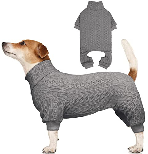 Dog Sweaters for Large Dogs Turtleneck Knitted Pet Clothes Solid Color Puppy Sweater Warm Dog Sweater(Grey&L)