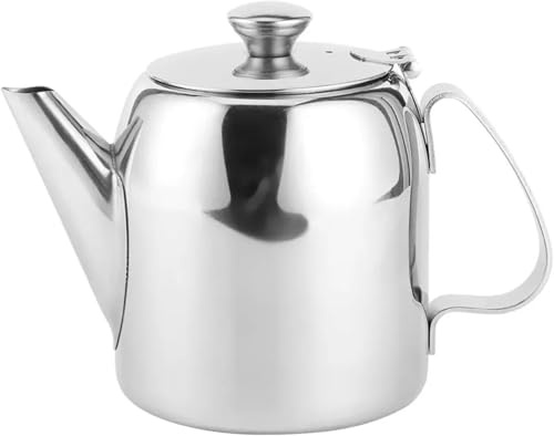 Stainless Steel 600ml Tea Pot with flip lid and Handle, Metal teapot, Coffee Pot. Kitchen teapot, Vintage Look (20 Oz), Teapot with Spout
