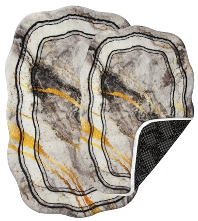 HOMELUX Badezimmerteppich rutschfest, 2er Badematte Weicher Badteppich Set Waschbar Badvorleger Saugfähige Teppiche Bad Modern 60×90 cm+60×50 cm Für Dusche Schlafzimmer Küche Wohnzimmer Toilette