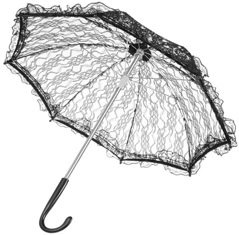Holibanna Boys and Girls Black Lace Umbrella Large Size Vintage Stage Performance Prop for Wedding Party Bridal Shower