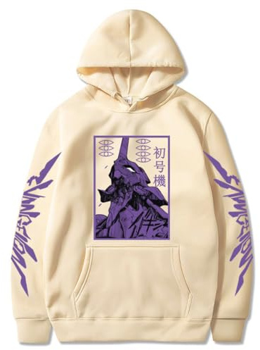 Nesthome Anime Patrón Evangelion Sudadera con capucha 3D Anime Cosplay Disfraz Suéter Sudadera Casual Camisa Top Suéter, Beige-1, L