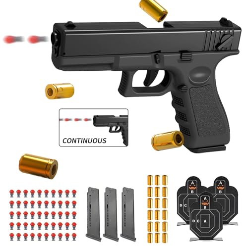 Spielzeug Pistole,Schaumstoff Soft Bullet Gun,Soft Bullet Toy Gun Pistole,Dauerfeuer Spielzeugpistole,mit Automatischem Auswurf,Munition,Blaster Toy Gun für 14+ Geburtstagsgeschenk
