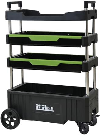 TRUTZHOLM Montagewagen klappbar mobil transportabel 67,5 x 40 x 95 cm Traglast 80 kg 4 Ablagefächer leer
