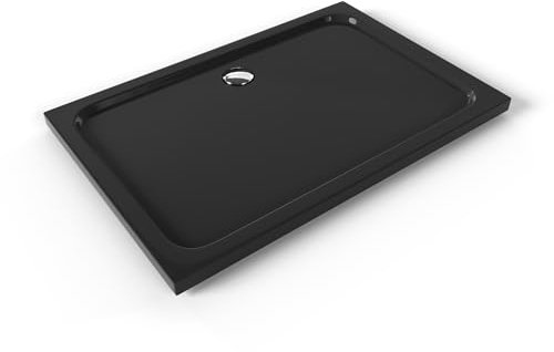 Plato de Ducha Acrílico 80x120 cm Negro – Antideslizante, Antibacteriano, Textura Lisa – Incluye Válvula y Rejilla | Moments of Glass