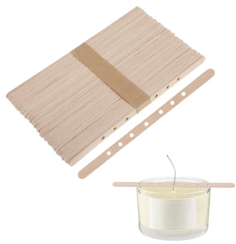 ZEYIYER 50 Stück Kerzendocht Halter aus Holz, Dochthalter zum Kerzengießen, Holz Docht Zentriergerät Multi-Docht Halter Wachs Stab Clips für Kerzenherstellung