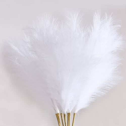 AFAMITOO Erba artificiale della pampa grande, 110 cm, 6 steli, in finta pelle bianca, per vaso da terra, alta composizione floreale, decorazione per casa, matrimonio, festa e soggiorno