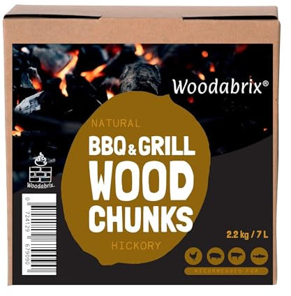 Woodabrix Wood Chunks for BBQ, 2.2Kg/7L, Chunks for Smoking Food, Hickory