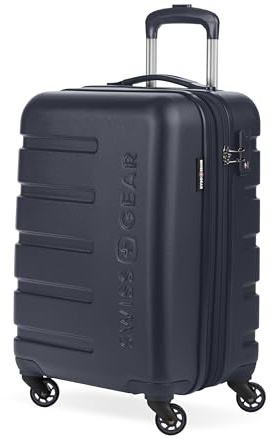 SWISSGEAR Signature Hardside Expandable Carry-On Spinner Luggage, ABS Construction, TSA-Friendly Lock, and Built-In Cupholder, Navy, 19-Inch