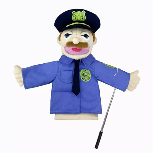 LOMTRATS Marionnettes à Main de théâtre pour Enfants,Comprend Enseignant,Policier,Pirate,détective,etc.avec des bouches Ouvertes Mobiles,pour raconter des Histoires,Cadeaux de Festival,1 PCS