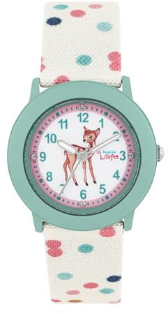 Prinzessin Lillifee Armbanduhr Mädchen Kinder Quarzuhr Analog, mit Textil Armband, Rosa, 3 bar Wasserdicht, Kommt in Uhren Geschenk Box, 2038624