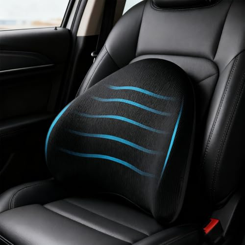 Lumbar Support for Car Back Support Pillow Cushion Ergonomic Memory Foam Lumbar Support Pillow Sciatica & Lower Back Pain Relief for Car Seat Cushions Driving Seat Travel Ease Office Chair (Black)