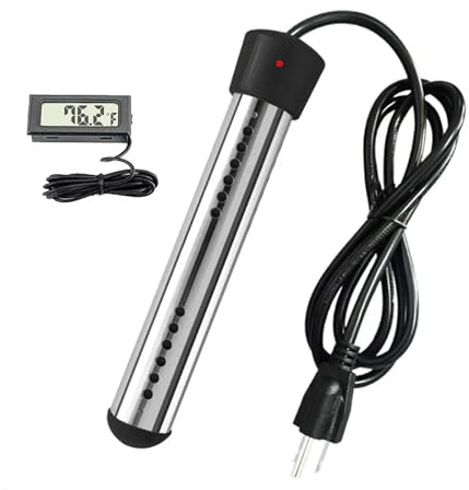Elektrisk pooluppvärmning, bärbar varmvattenberedare för poolen, 120 V, 1 500 W, elektrisk dykvärmare med digital termometer för uppblåsbart poolbadkar, torrbrandskydd