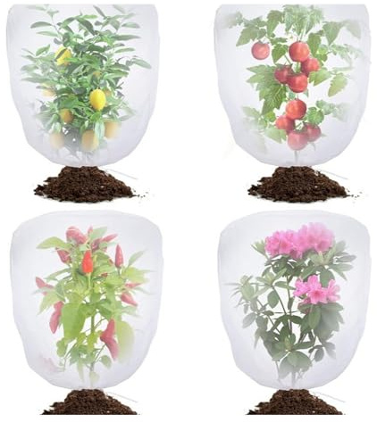 XAGMODSHN Gartennetztasche mit Kordelzug für Pflanzen, Vogelschutzabdeckung für Heidelbeerstrauch und Tomatengemüse, verdickte Gartennetzabdeckung