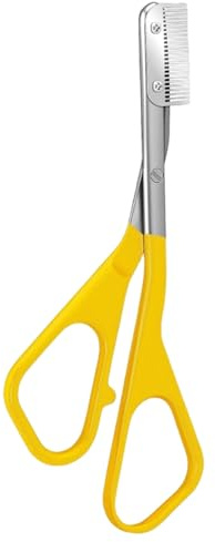 Forbici per sopracciglia con pettine, rifinitore per sopracciglia in acciaio inossidabile, strumento di precisione per modellare le per donne e uomini, giallo