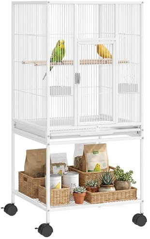 PawHut Jaula para pájaros Desmontable sobre Ruedas para periquitos Blanco