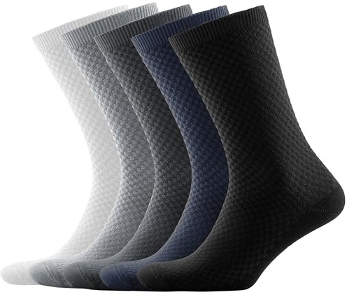 NUDUS UNDERWEAR Men’s Bamboo Rayon Crew Dress Socks 5-Pair Gift Box, Premium Quality
