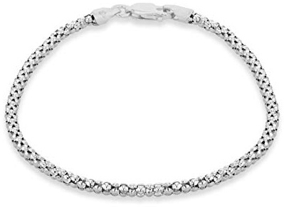 Tuscany Silver Damen-Armband aus Sterlingsilber Rhodiniert mit 250 Popcorn-Kette - 19 cm