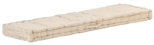 vidaXL Cuscino per Pallet e Pavimento Imbottitura Protezione Tappetino Pavimentazioni Cuscinetto Accessori per Divani in Cotone 120x40x7 cm Beige
