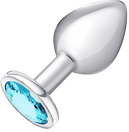 DUKESTON Anal Plug Cristallo Gioiello Anale Butt Plug Anal Acciaio Metal Butt Plug Anale Argento con Diamante Anale Plug Dilatatore Ano Uomo Tappo Anale Donna (Blu)