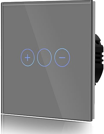 BSEED Interrupteur Gradateur 700W Interrupteur Tactile Interrupteur Mural Panneaux en Verre Trempé Fonctionne avec Des Lumières LED à Intensité Variable 1 Gang 1 Voie Gris