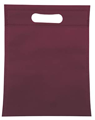 BOLSAS 100 Pieza Tela no Tejido,con asa Troquelada.Bolsas de Compra Reutilizable. (Granate, 35x45cm)