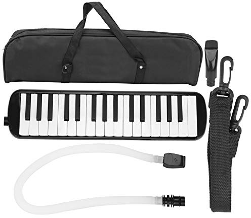 Melodica 32 Teclas, Tubo Largo Flexible con Boquilla Bolsa Transporte, Instrumento Viento Teclado para Principiantes Estudiantes Hogar Aula Escenario(Negro)