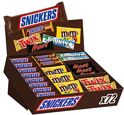 Snickers, Mars, Twix, M&M's, Snickers, Snickers Creamy Peanut Butter, Großpackung Schokolade, Party Mix, 72 Riegel, 1 x 3.5kg