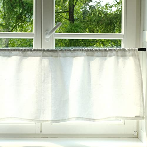 Varvara Home linnepanelgardin Country house bistrogardin av linne köksgardin Snygg kort köksgardin 45(B) x 60(H) cm - Med dragsko (60(B) x 45(H))