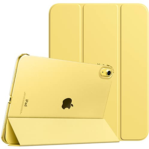TiMOVO Funda para iPad (A16) 11ª Generación 2025 11 Pulgadas/iPad 10ª Generación 2022 10,9 Pulgadas, Delgada Carcasa Trasera Dura Translúcida con Soporte Trifold, Amarillo Claro
