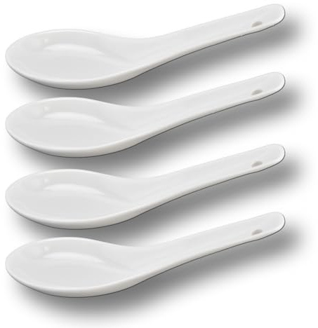 Keramiksked Kinesisk soppskedar Set Soppa Knödel Ramen Sked Sockersked Asiatisk soppsked för Pho Dumpling Wonton Nudel Misosoppa Skedar