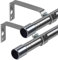 Curtain Poles for Window, Single Curtain Rod with Silver Finials 76 to 238 cm, Adjustable Silver Curtain Pole with Brackets Fittings Set for Living Room & Door, 2 Pack