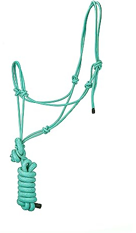SIE Rope Halter for Horses with 8 ft Lead Rope 4 knot Horse Halters (Sea Green)