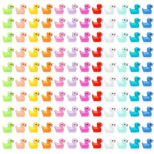 GOTFUN 120 Mini Canards en Résine Jolis Petits Canards Figurines Miniatures Colorées pour Jardin, Paysage, Maison De Poupée, Bricolage, Artisanat Décoration De La Maison, 10 Couleurs