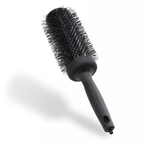 Olivia Garden Expert Blowout Speed Black Label – Nero opaco - 55 - Spazzola rotonda in ceramica con corpo extra lungo per messe in piega 25% più veloci