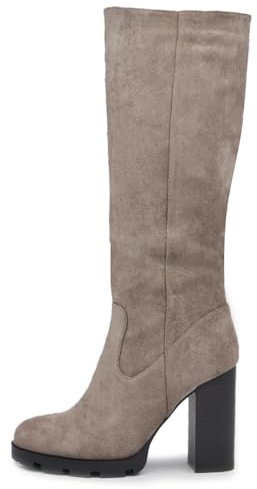 IF Fashion Scarpe da Donna Stivali Camperos Polpaccio Con Tacco Alto Grosso Platform Camoscio 672 khaki N.40