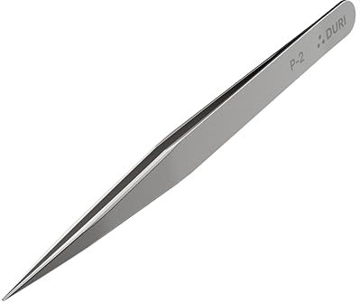 DURI High Precision Tough S2 Alloy Stainless Steel Wide-Grip Long Tweezers Pointed Tip for Craft, Electronics, Soldering, Welding, Experimental Work, Jewellery-Making, DIY Crafts(P-2)